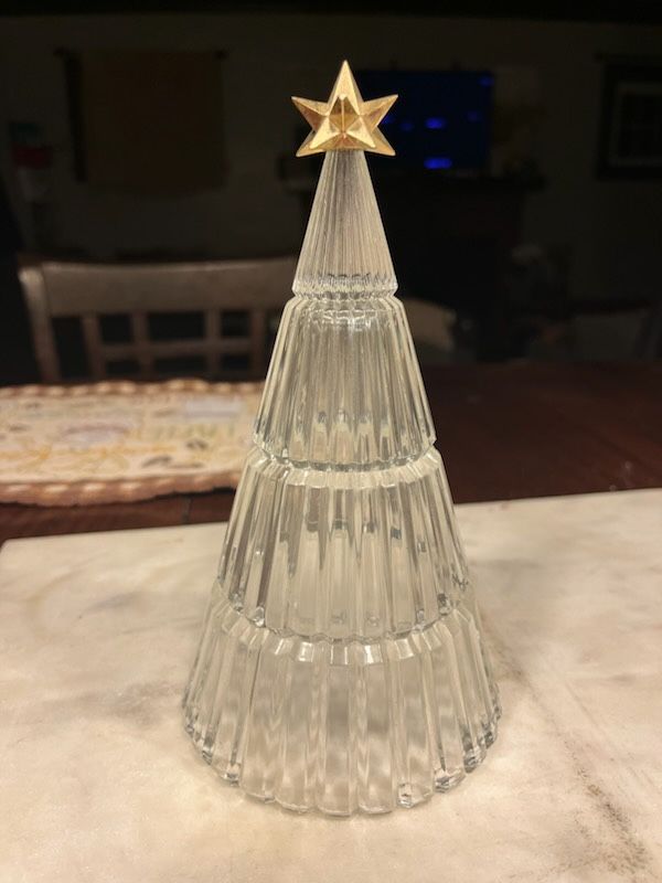 Avon Crystal Christmas Tree With Gold Star - Ribbed Glass - Vintage 1990