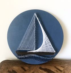 String Art Sailboat Handmade 12”
