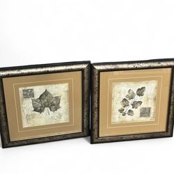 Jae Dougall Art In Motion. Gold leaves print Wall Art Set of 2, Matching Set