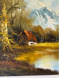 Oil painting signed original 36” wide 23” tall