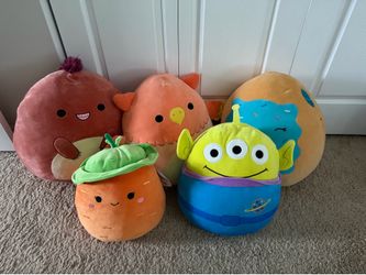 5 Squishmallows Plush Lot – Costco Size + Disney Alien – Excellent Condition