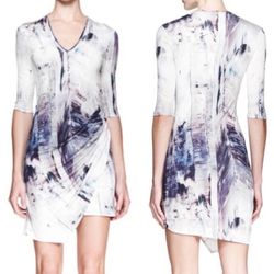 Helmut Lang Dress Large L Anthropologie tidal print jersey Draped blue N Marcus 

HELMUT LANG
Excellent condition,  no visible flaws
Dry Clean Only. A
