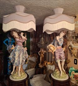 Huge Capodimonte Pair of lamp