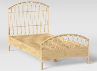 Pillowfort Twin Rattan Bed Side Rails ONLY Natural Brown