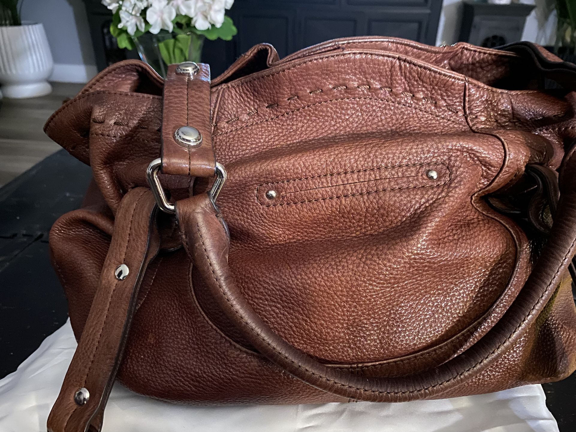 B. MAKOWSKY ARTISAN BROWN LEATHER HOBO PURSE HAND BAG