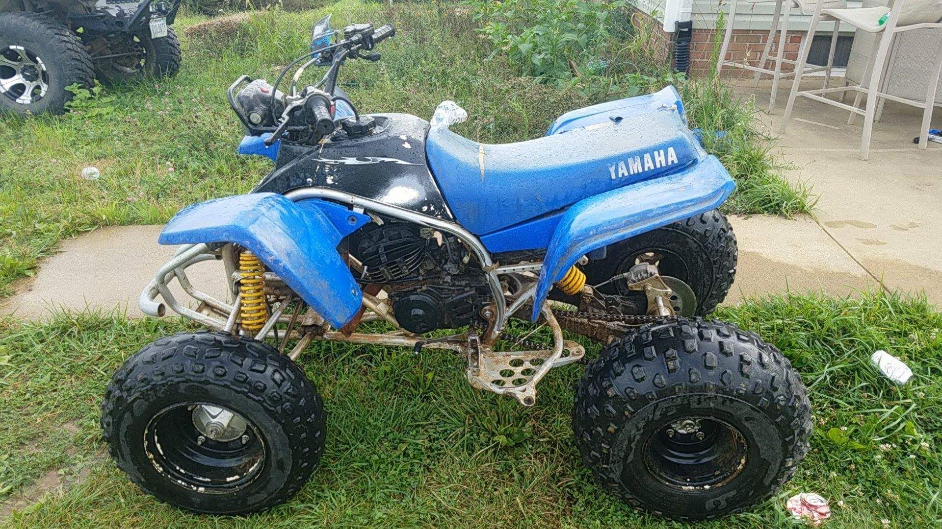 1998 yamaha blaster 200cc it has boyesen power reeds starts quickly it could use some tires and has a little tear in the seat