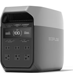 EF ECOFLOW DELTA 3 Portable Power Station, 1024Wh LiFePO4 Battery, Full Charge in 56 Min, 1800W AC/100W USB-C Output, Solar Generator(Solar Panel Opti