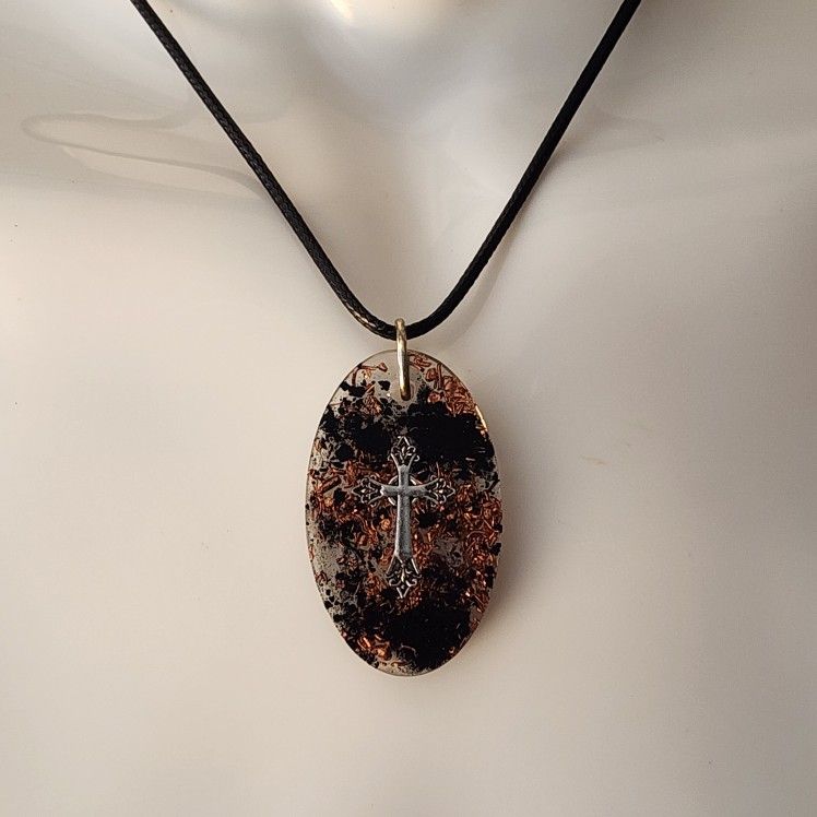 Harmony, EMF Protection, And energy harmonize With silver Color Crucifix.