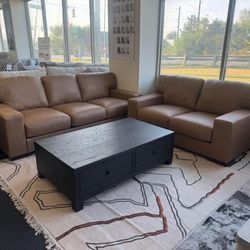 Leather Sofa and Loveseat Set