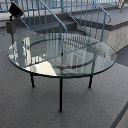 Glass Coffee Table with Black Metal Legs