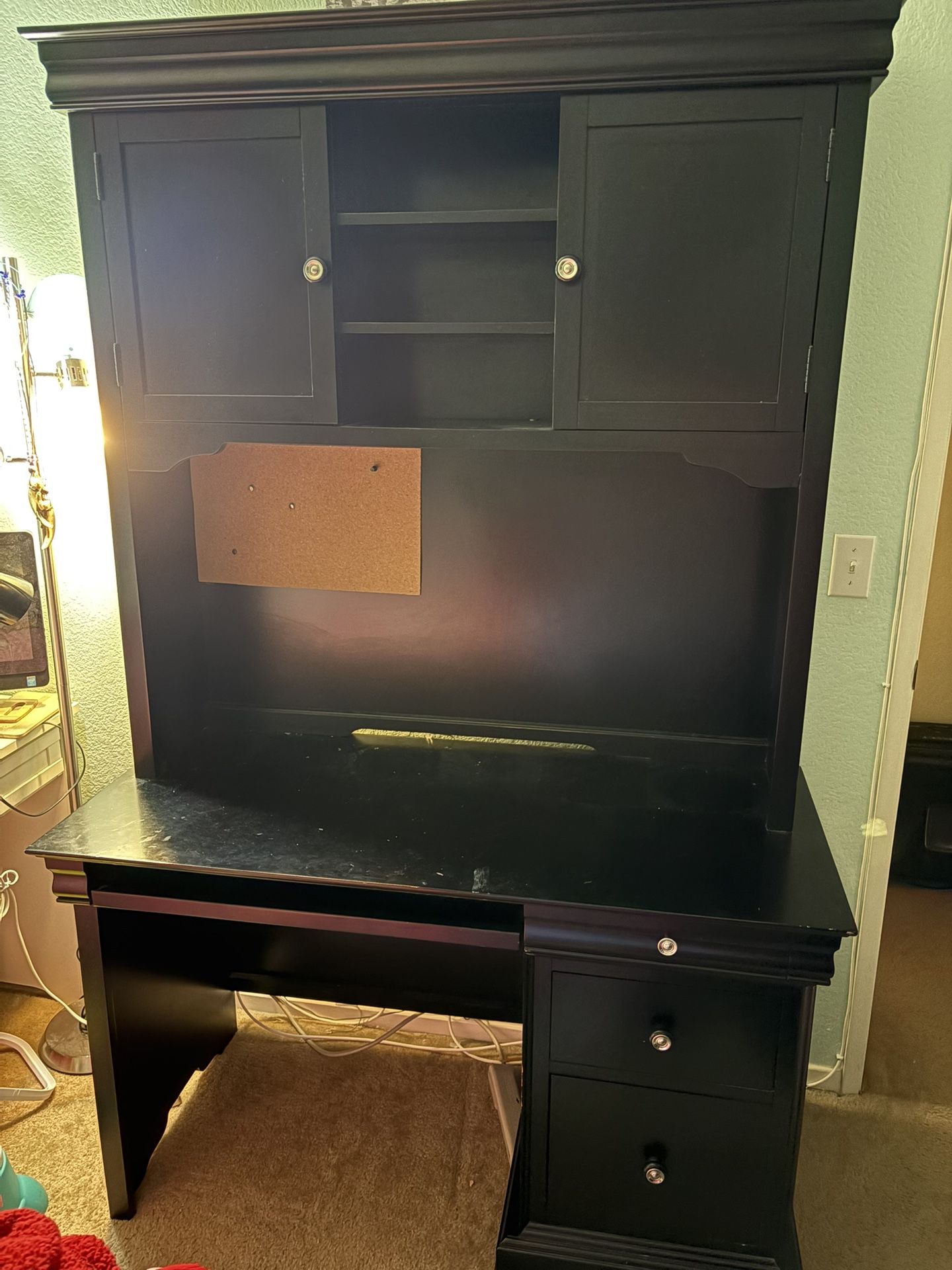 Solid Wood Desk and Hutch