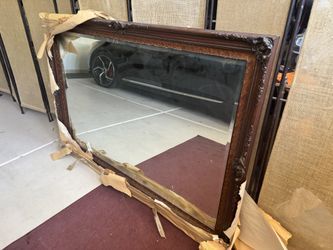 Large Vintage Wood Framed Wall Mirror