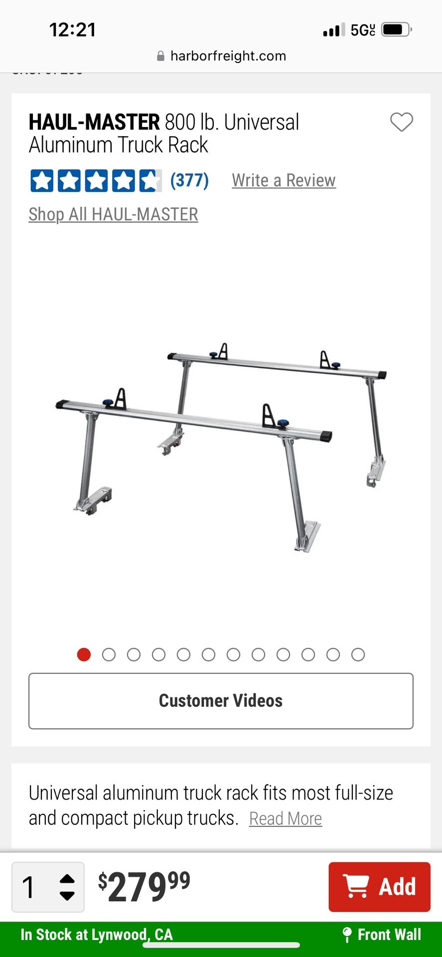 Aluminum Truck Rack 800lb