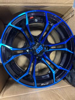 12″ GTW Spyder Black with Blue Golf Cart  Wheel