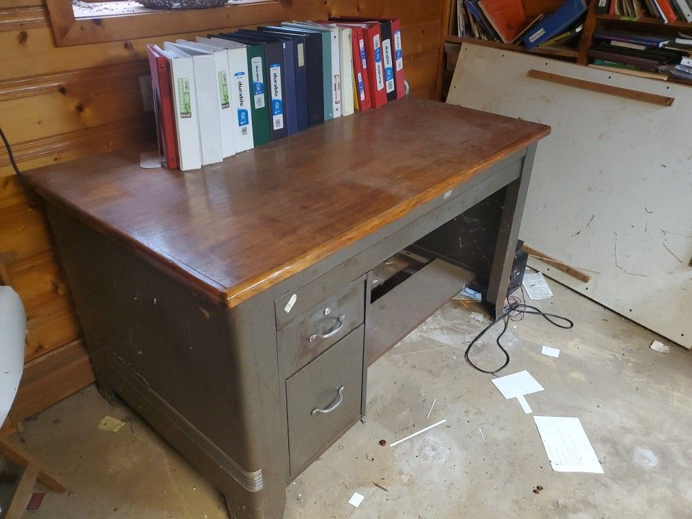 Antique Metal & Wood Hamilton Desk
