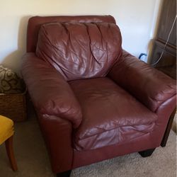 Overstuffed Leather Chair 