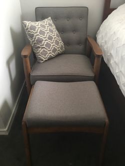 Solid Wood Lounge Chair And Ottoman