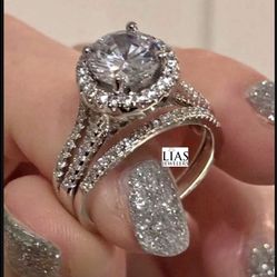 New 18k White Gold Wedding Ring Set 