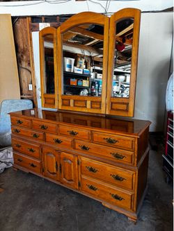 Solid Wood Dresser with Mirror