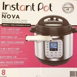 NEW ! 8 Quart Instant Pot Duo Nova 7-in-1 Electric Pressure Cooker, Sterilizer, Slow Cooker, Rice Cooker, Steamer, Saute, Yogurt Maker, and Warmer, E