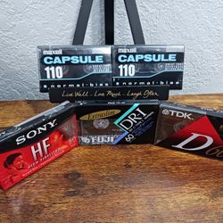 Lot X5 Blank Cassette Tapes 90 110 Minutes: Sony, TDK, Maxell CAPSULE, Fuji