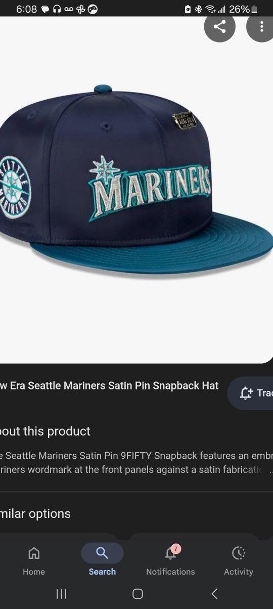 New Era Mariners Satin Pin Snapback Hat