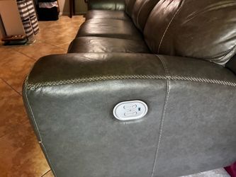 Gray Leather Power Reclining Sofa