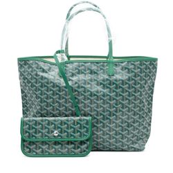 Green Goyardine Canvas and Chevroches Calfskin Saint Louis PM Tote