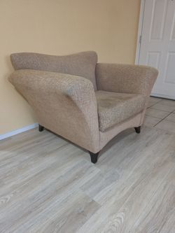 Arm chair beige fabric upholstery