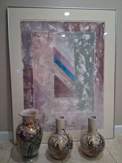 Decorative Floral Vases with wall art included