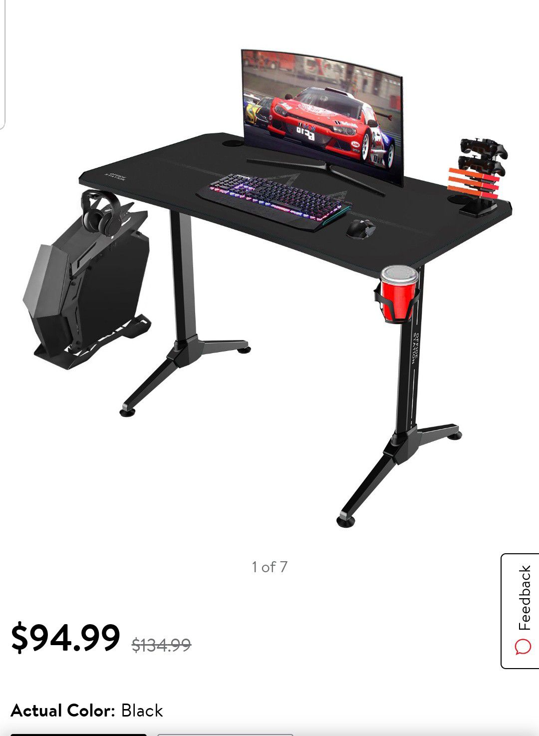 Walnew 43.3 Inch Y-Shape Frame Gaming Desk Modern Style Racing Desk