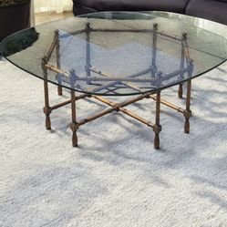 Vintage Bamboo & Glass Coffee Table - Natural Chic