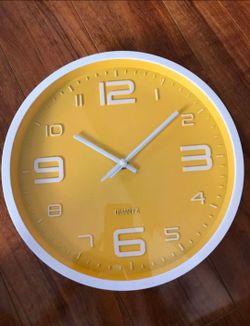 12 Inch Silent Digital Wall Clock, Yellow