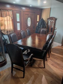 Large Wood Dining Table with 8 Chairs