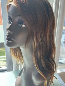 Caramel Blonde 14” Highlighted Human Hair  Wig With Closure 