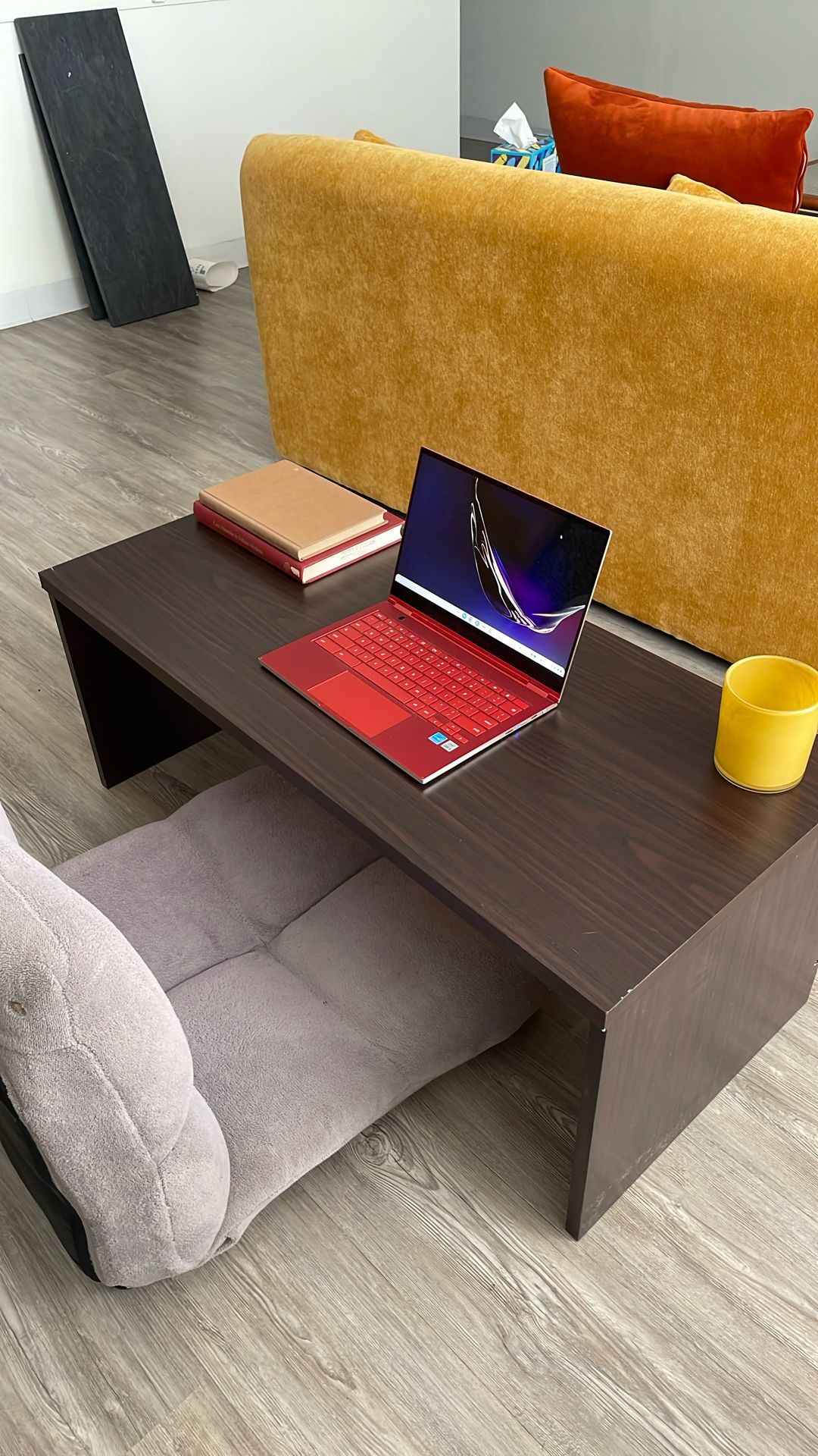 Low Rise Tatami Writing Desk, Espresso With Seat