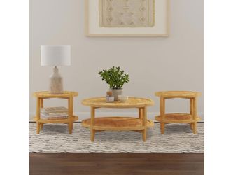 Camillo Maple 3-piece Round Coffee and End Table Set
