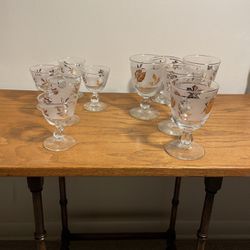 Antique, Vintage Glass Cups Set Of 10