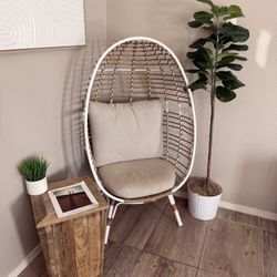 Egg Chair Storage Table And Side Plant 
