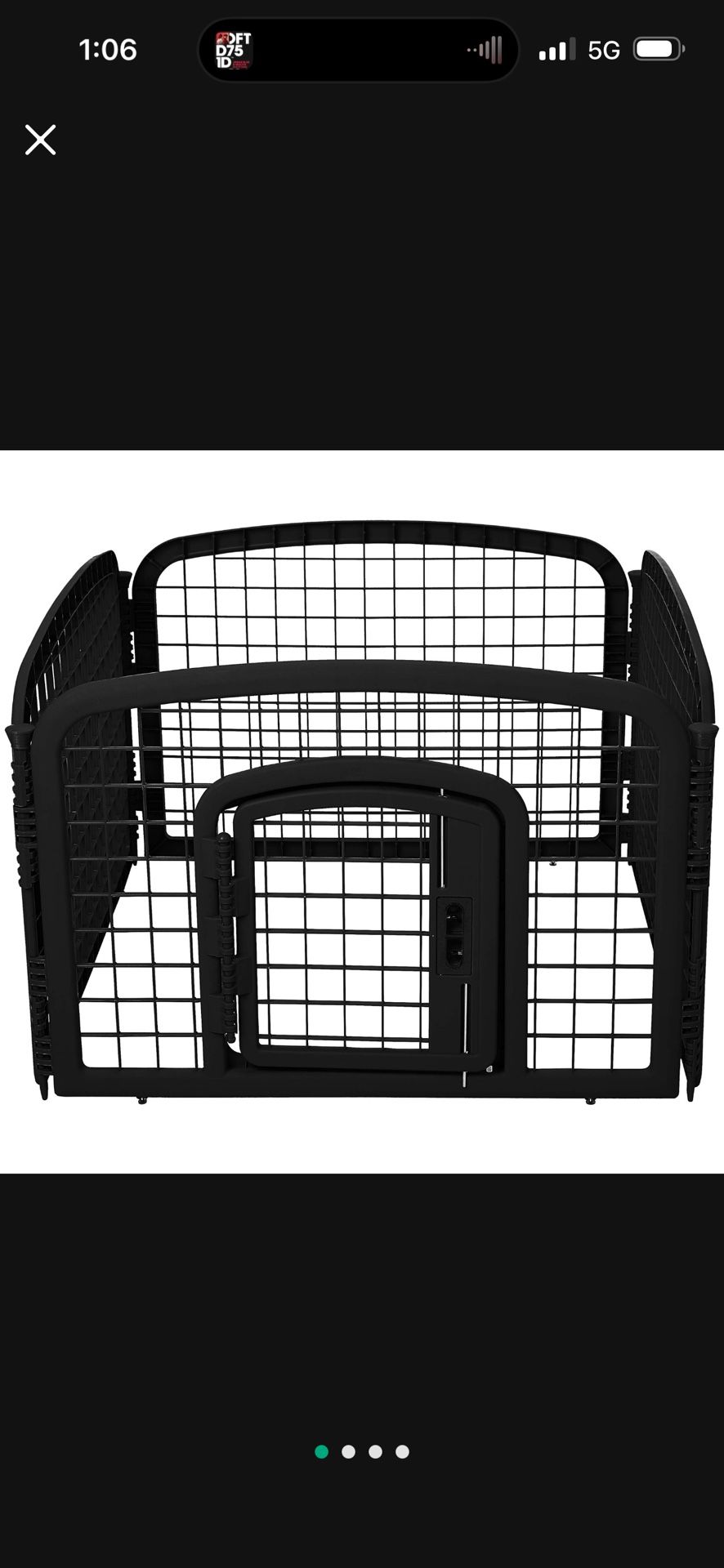 Amazon Basics 4-Panel Plastic Pet Pen Fence Enclosure With Gate Black ...