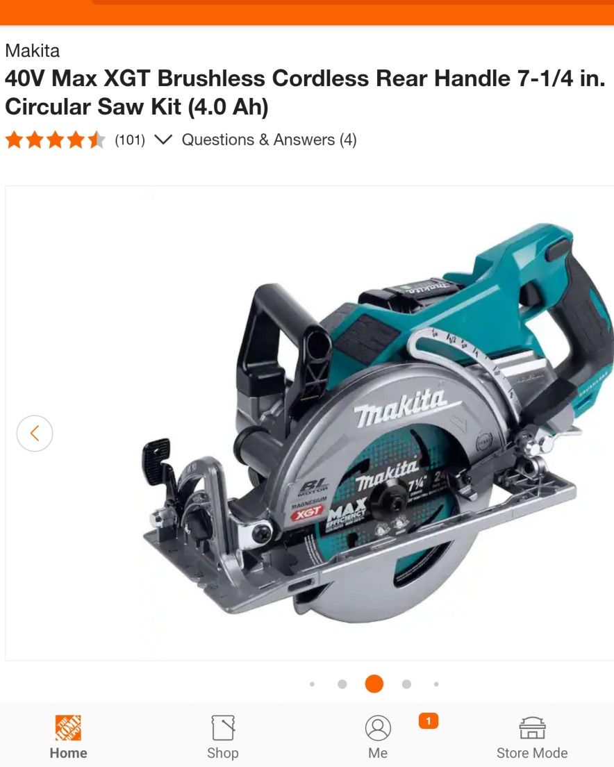Makita
40V MaxXGT Brushless Cordless Rear Handle 7-1/4 in. Circular Saw Kit (4.0 Ah)