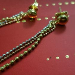 Long Teasel Gold Earrings 