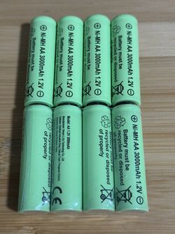 AA Rechargeable Batteries 3000 mAh 1.2V 8 Counts