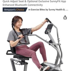 Sunny Health & Fitness Recumbent Bike With Dual Motion Arm Exercisers NEW 