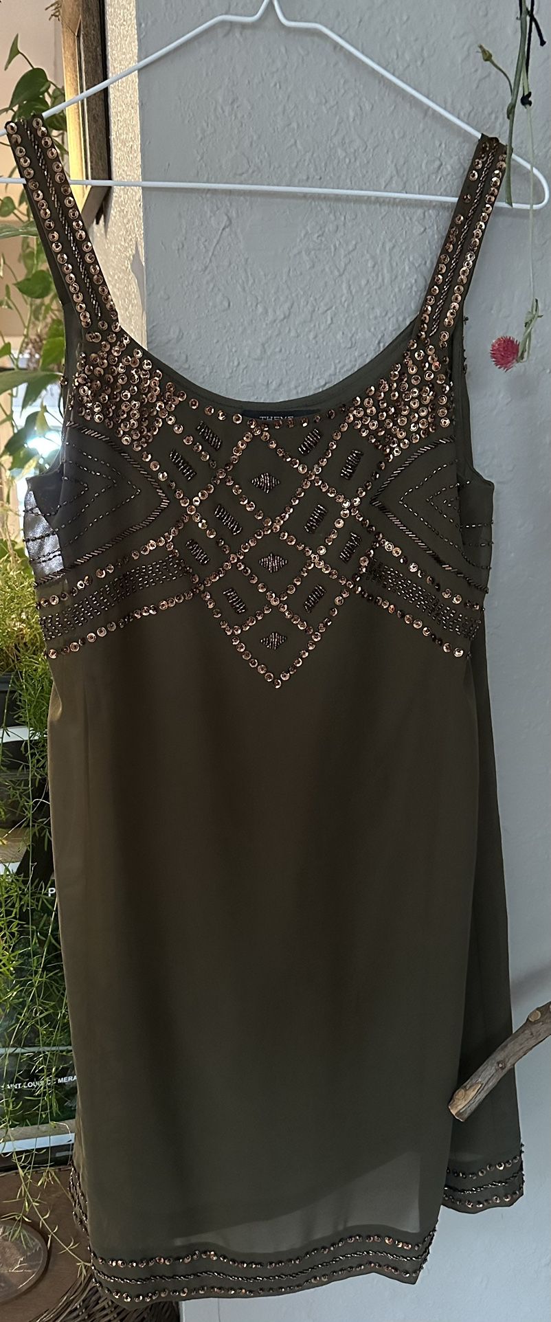 Small, Sequined, Olive Green, Mini Dress