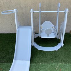 3 in 1 Toddler Slide & Swing Set with Basketball Hoop & Ball - Delivery for a Fee - See My Items
