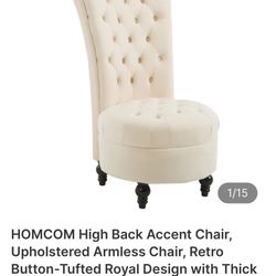 High Back Accent Chair, Upholstered Armless Chair