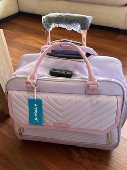 Arcoyard Rolling Laptop Bag with Wheels – 17” TSA-Friendly Work Briefcase (Light Purple)