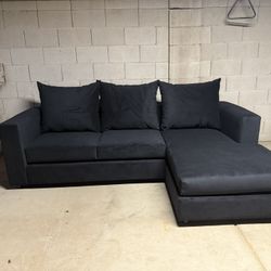 sofa with reversable chaise black velvet new in plastic