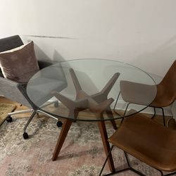 Dining Table - Glass & Wood - Western